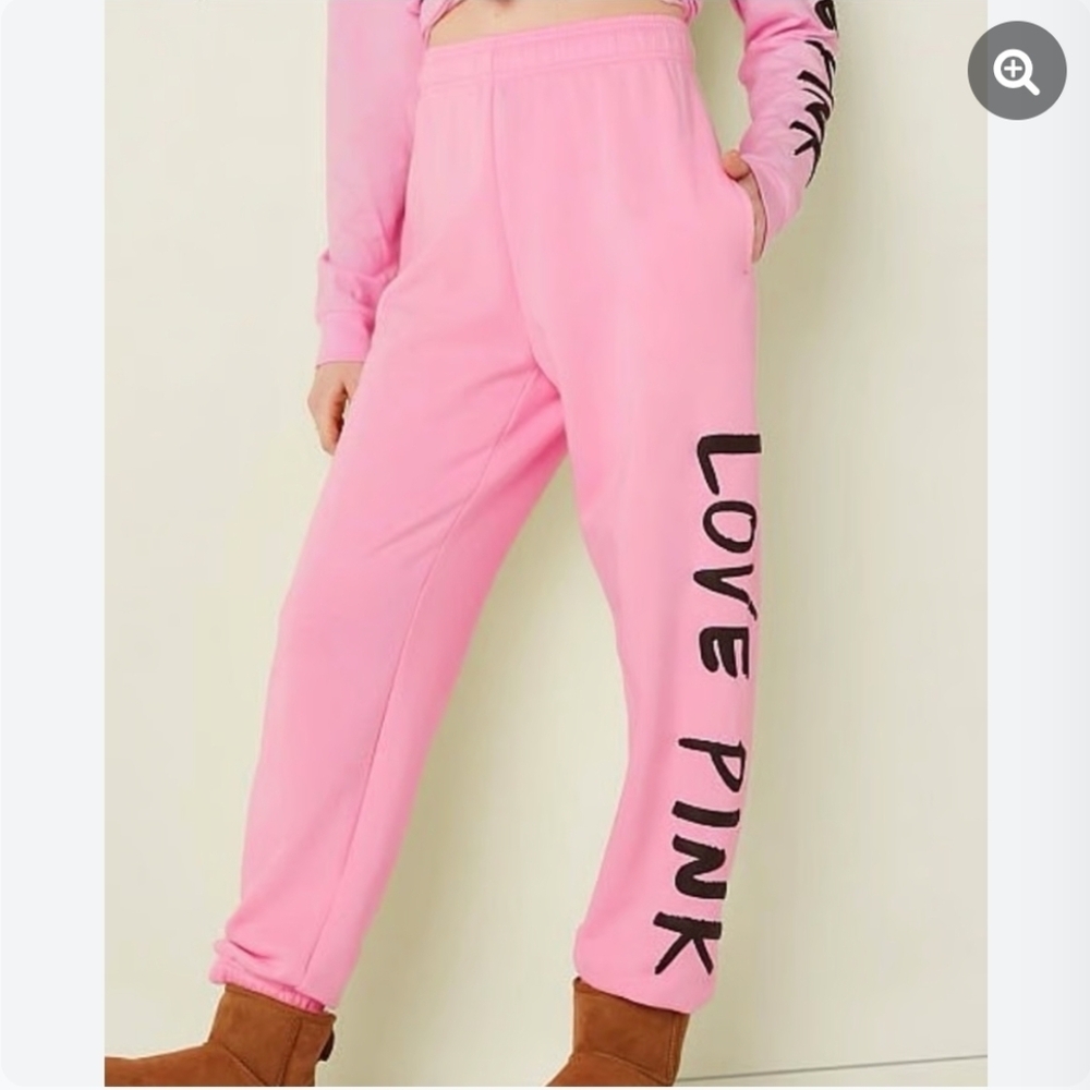 Pink Sweatpants with Black Lettering